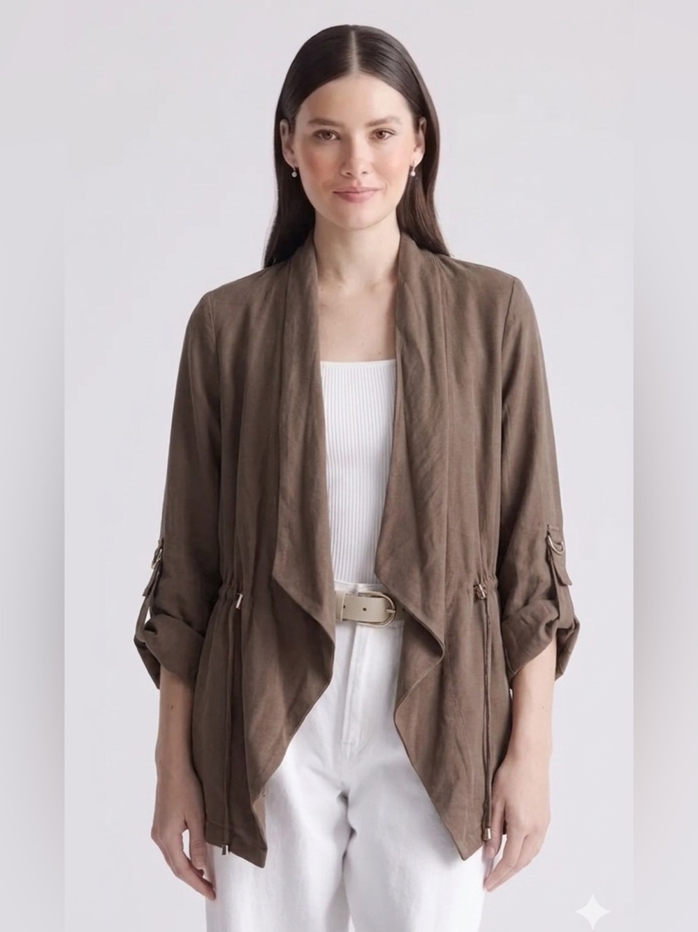 Zara Draped Olive Utility Trench Jacket — Size Small